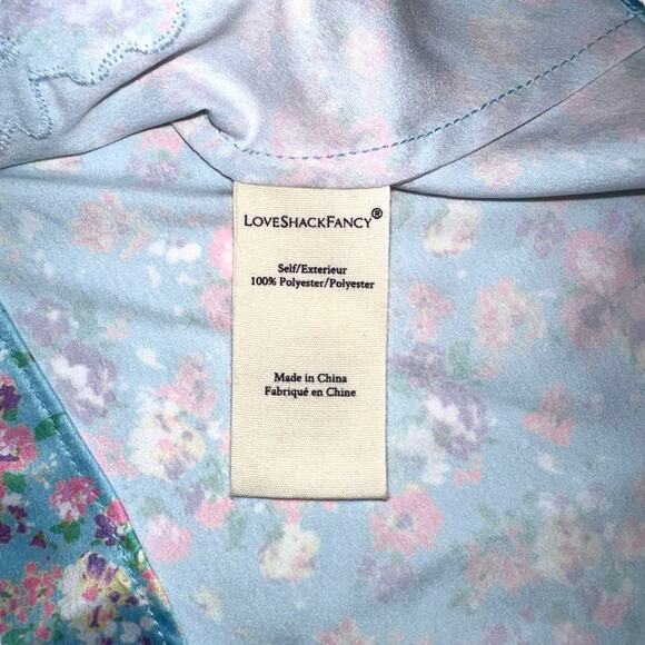 NWOT LoveShackFancy Lylia Blue Floral Satin Cami Top in Pool Party - Picture 4 of 9